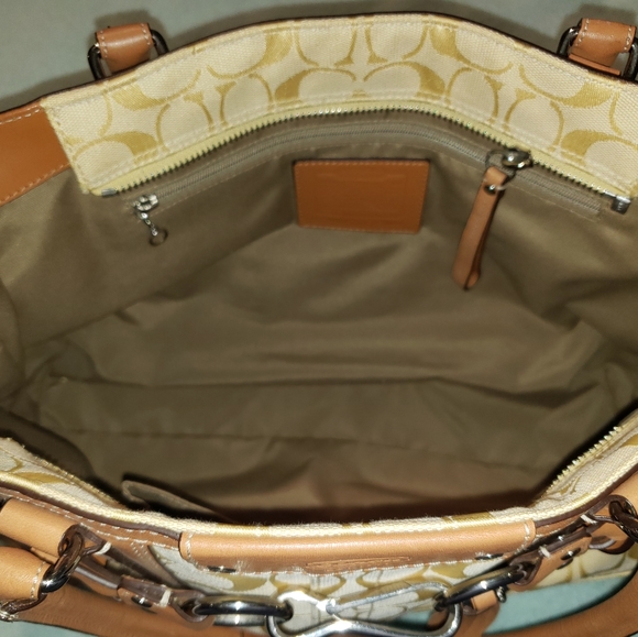 Coach Yellow Top Handle/Satchel bag with Leather T - Picture 4 of 7